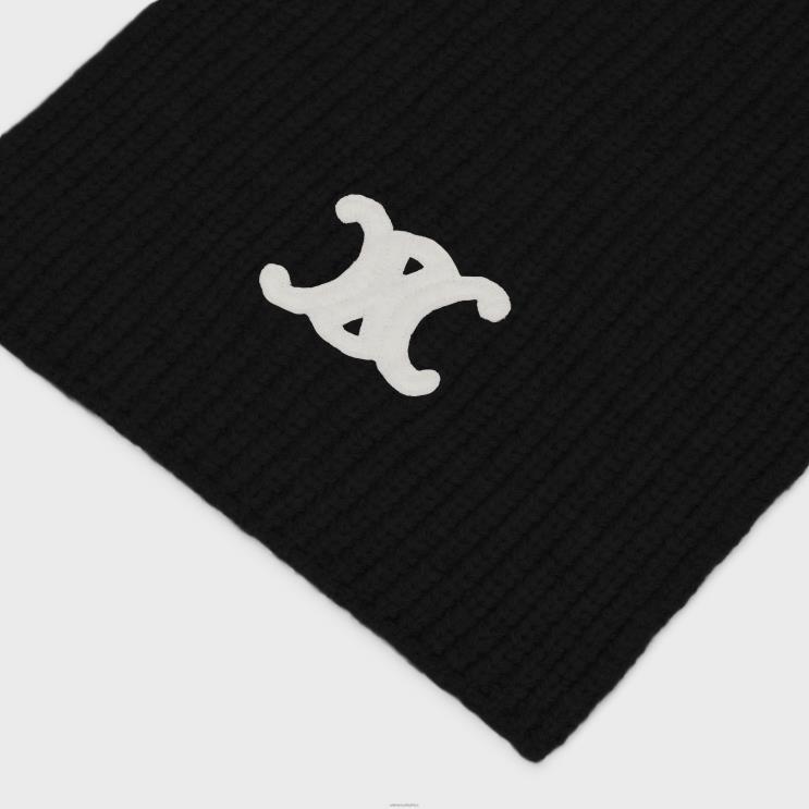 CELINE Black Triomphe Scarf in Seamless Cashmere R0ZNN1169