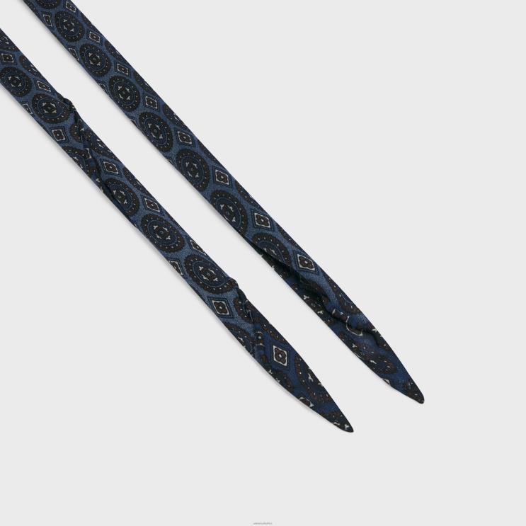 CELINE Blue Denim Thin Scarf in Baroque Silk Charmeuse R0ZNN1220