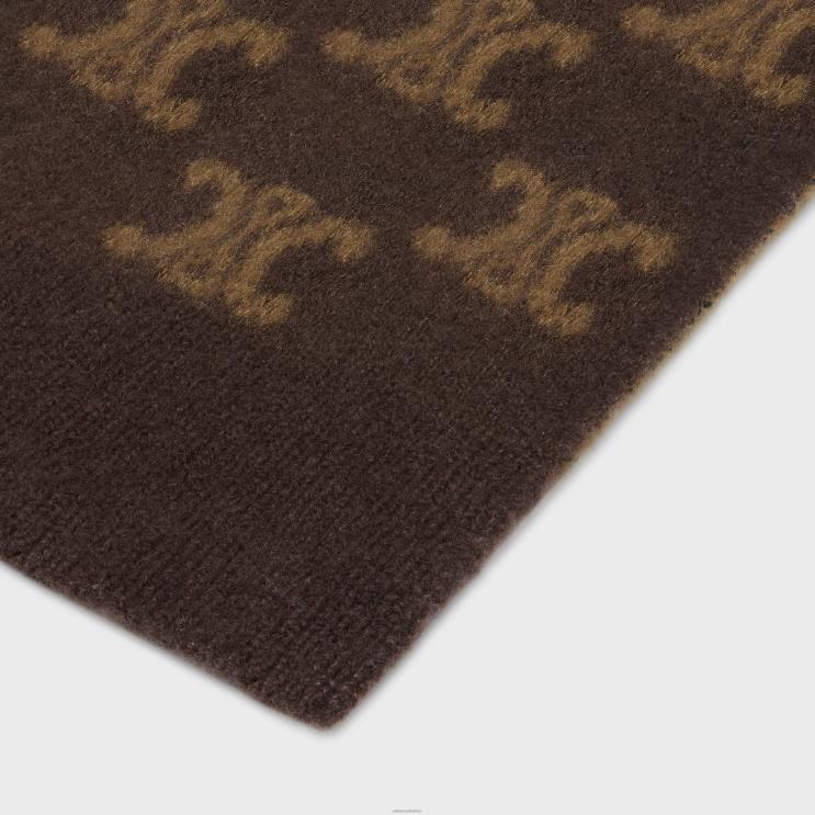 CELINE Brown Scarf in Monogram Wool, Cashmere & Silk R0ZNN1183