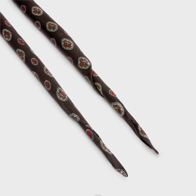 CELINE Brown Thin Scarf Biscotto Silk Charmeuse R0ZNN1221