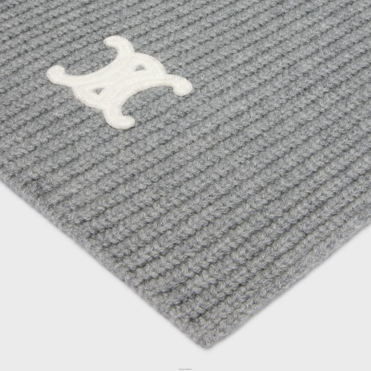 CELINE Medium Grey Triomphe Scarf in Heritage Cashmere R0ZNN1171