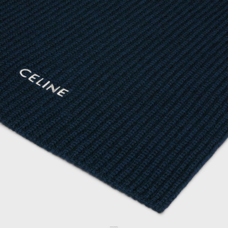 CELINE Navy Scarf in Heritage Cashmere R0ZNN2263