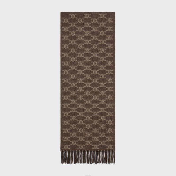 CELINE Taupe/Beige Scarf in Monogram Cashmere R0ZNN1197