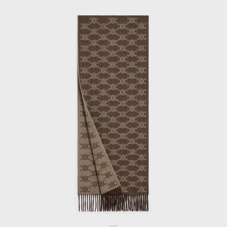 CELINE Taupe/Beige Scarf in Monogram Cashmere R0ZNN1197