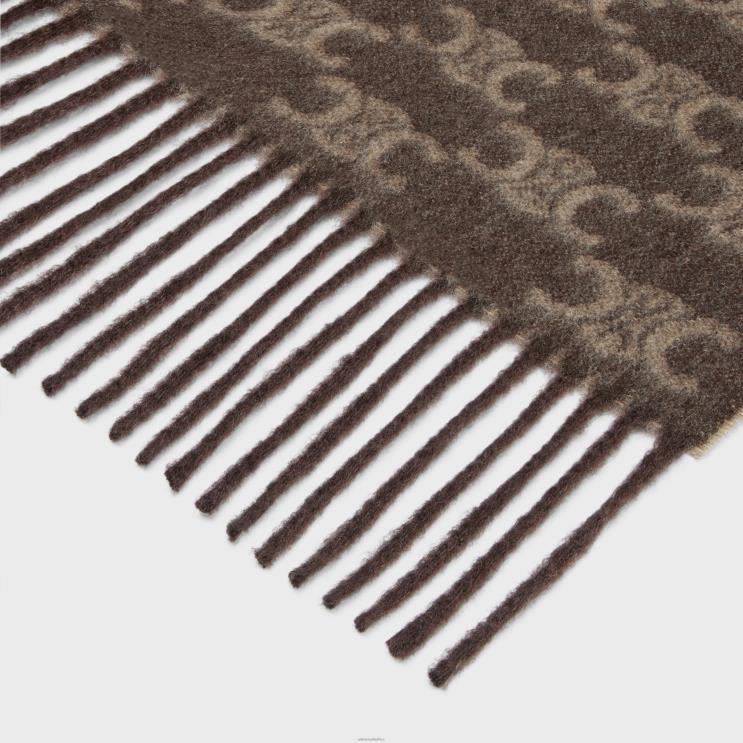 CELINE Taupe/Beige Scarf in Monogram Cashmere R0ZNN1197