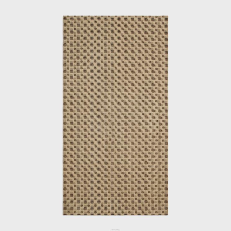 CELINE Beige Stole in Biscotto-Print Cashmere Muslin R0ZNN1201