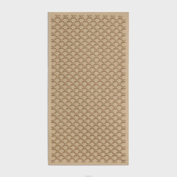 CELINE Beige/Tan Stole in Monogram Cashmere Muslin R0ZNN1052