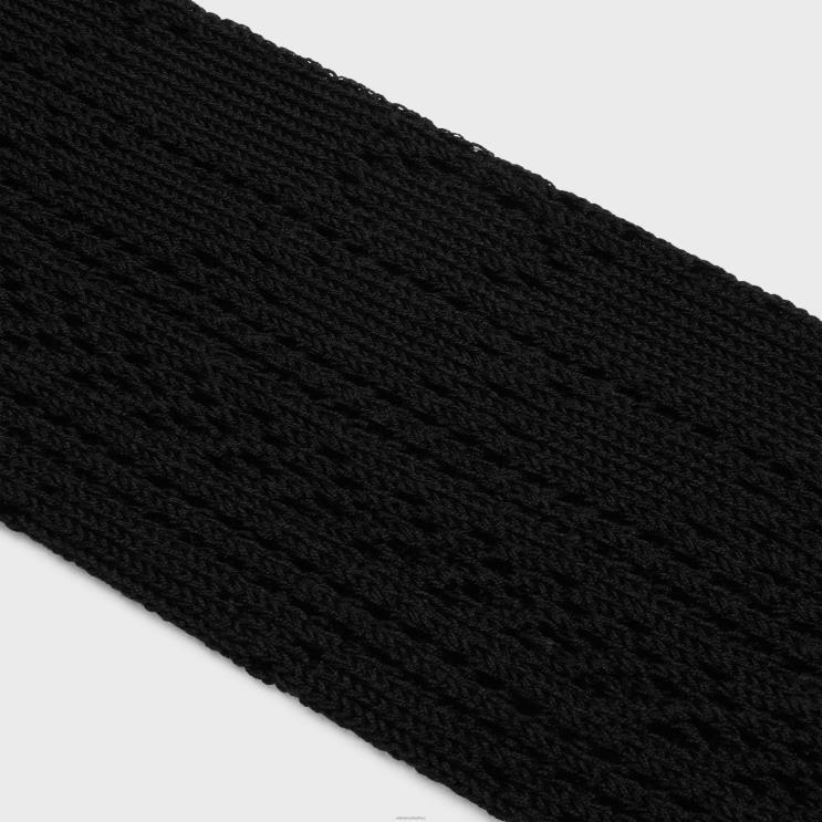 CELINE Black Long Socks in Cotton Pointelle R0ZNN1230