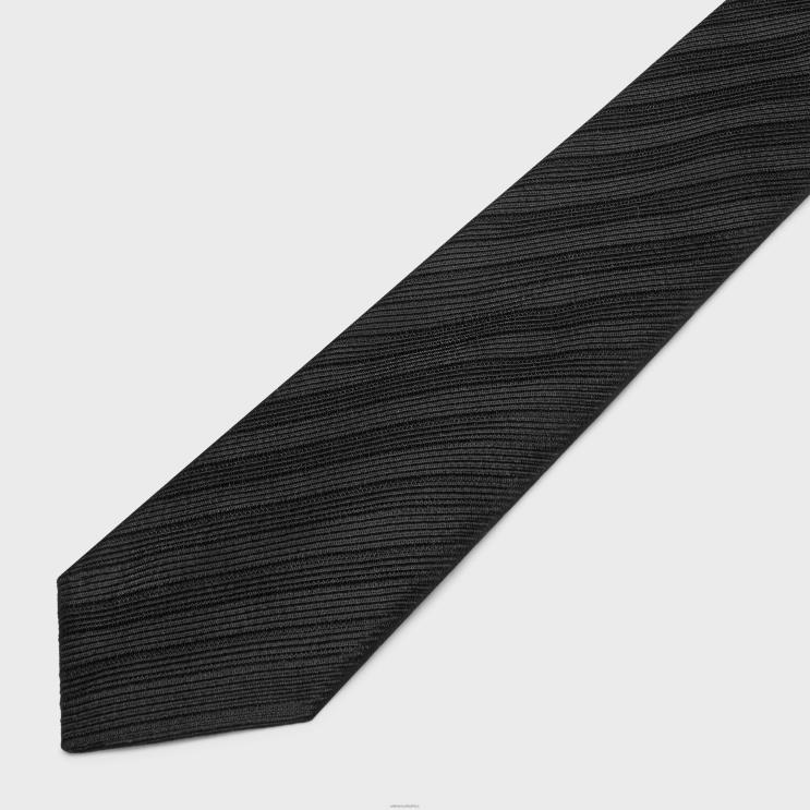 CELINE Black Thin Tie in Silk Jacquard R0ZNN2267