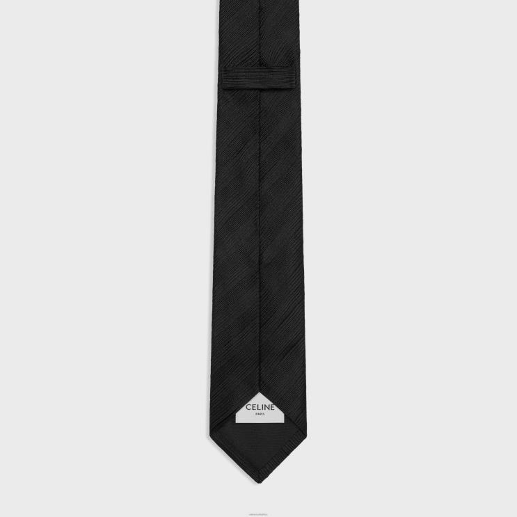 CELINE Black Thin Tie in Silk Jacquard R0ZNN2267