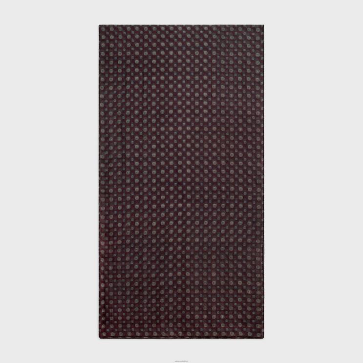 CELINE Bordeaux Stole in Biscotto-Print Cashmere Muslin R0ZNN1199