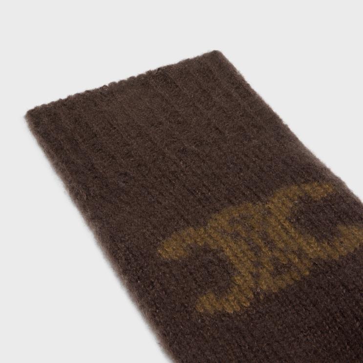 CELINE Brown Gloves in Monogram Wool, Cashmere & Silk R0ZNN1184