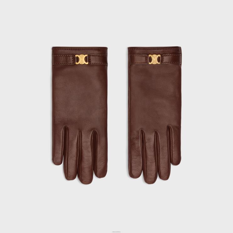 CELINE Brown Triomphe Gloves in Plonge Lambskin R0ZNN1187