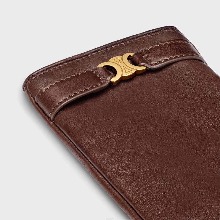 CELINE Brown Triomphe Gloves in Plonge Lambskin R0ZNN1187