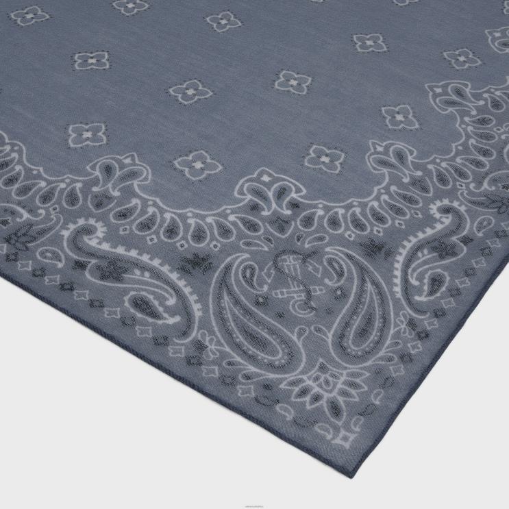 CELINE Light Denim Stole in Floral Cashmere Muslin R0ZNN1051