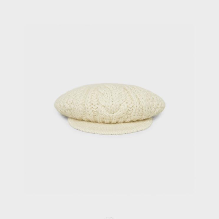CELINE Off White Beret in Aran Mohair Wool R0ZNN1188