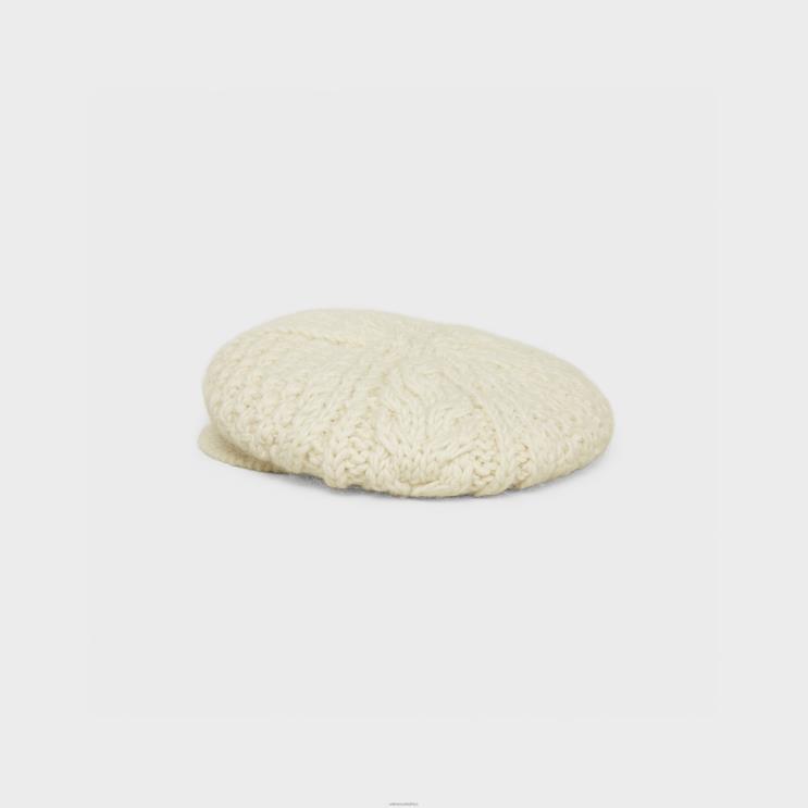 CELINE Off White Beret in Aran Mohair Wool R0ZNN1188