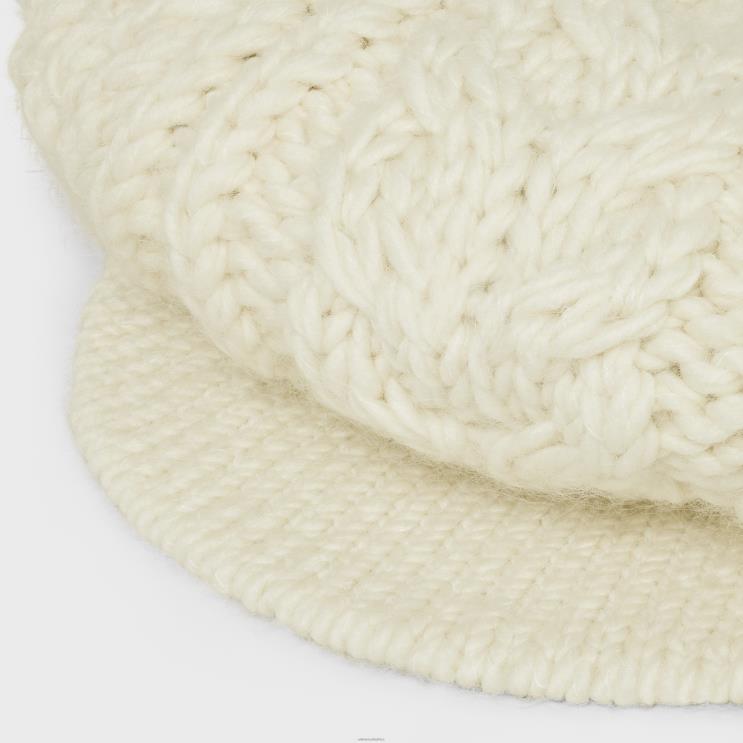 CELINE Off White Beret in Aran Mohair Wool R0ZNN1188