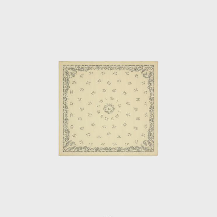 CELINE Paille/Graphite Bandana in Cotton & Silk R0ZNN1215