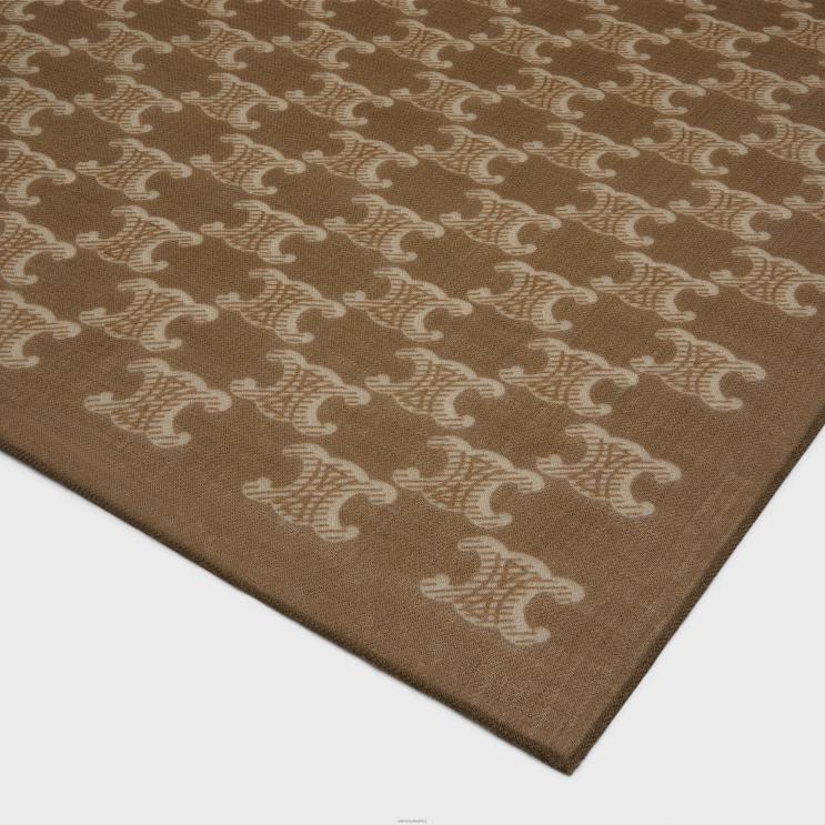 CELINE Tan/Beige Stole in Monogram Cashmere Muslin R0ZNN1196