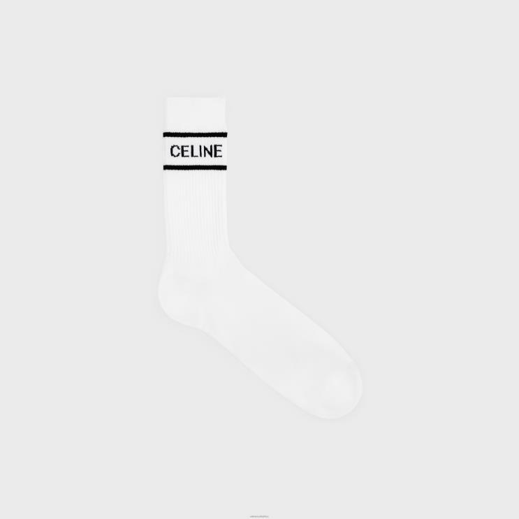 CELINE White/Black Socks in Striped Cotton R0ZNN2197