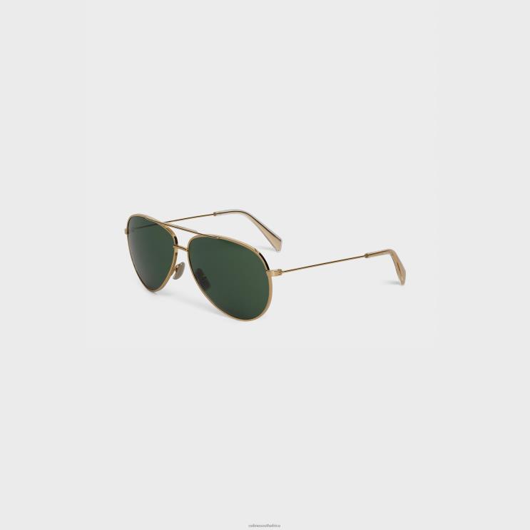 CELINE Gold/Green Metal Frame 02 Sunglasses in Metal With Mineral Glass Lenses R0ZNN1124