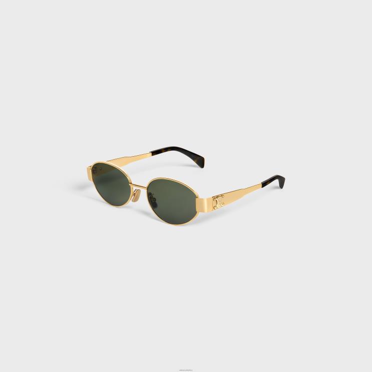 CELINE Gold/Green Triomphe Metal 01 Sunglasses in Metal R0ZNN1122