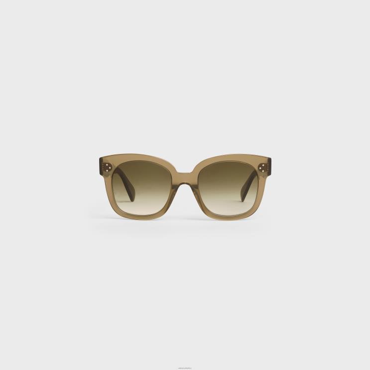CELINE Transparent Khaki Oversized S002 Sunglasses in Acetate R0ZNN1145