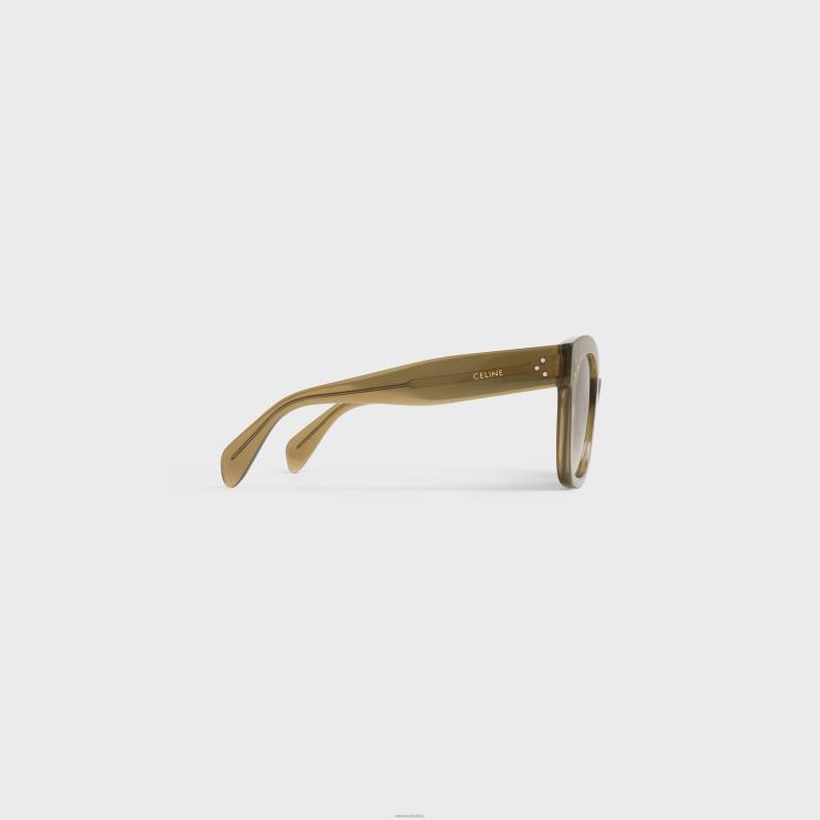 CELINE Transparent Khaki Oversized S002 Sunglasses in Acetate R0ZNN1145