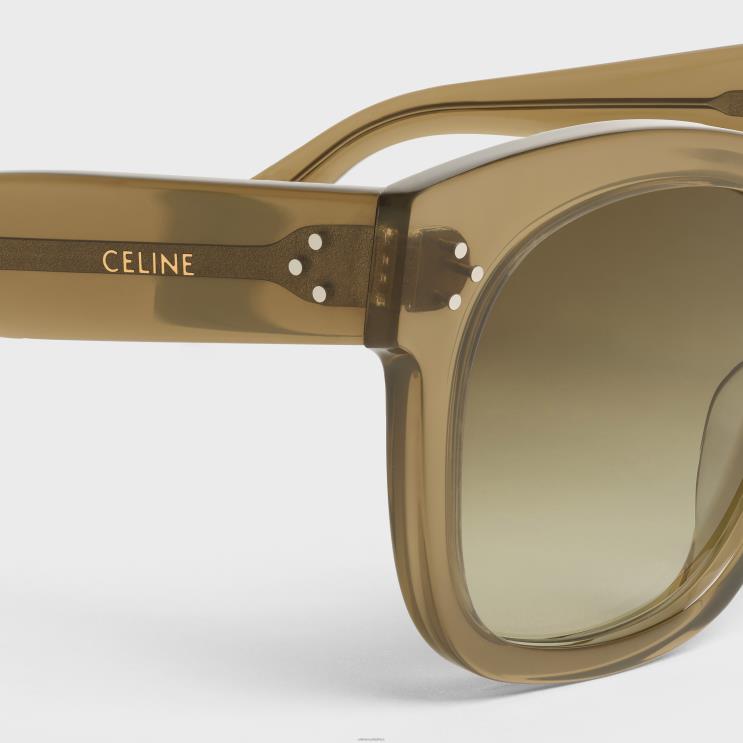 CELINE Transparent Khaki Oversized S002 Sunglasses in Acetate R0ZNN1145