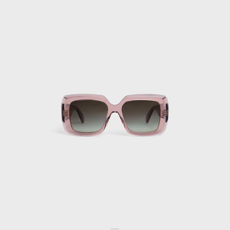 CELINE Transparent Rose Caramel Square S263 Sunglasses in Acetate R0ZNN1152