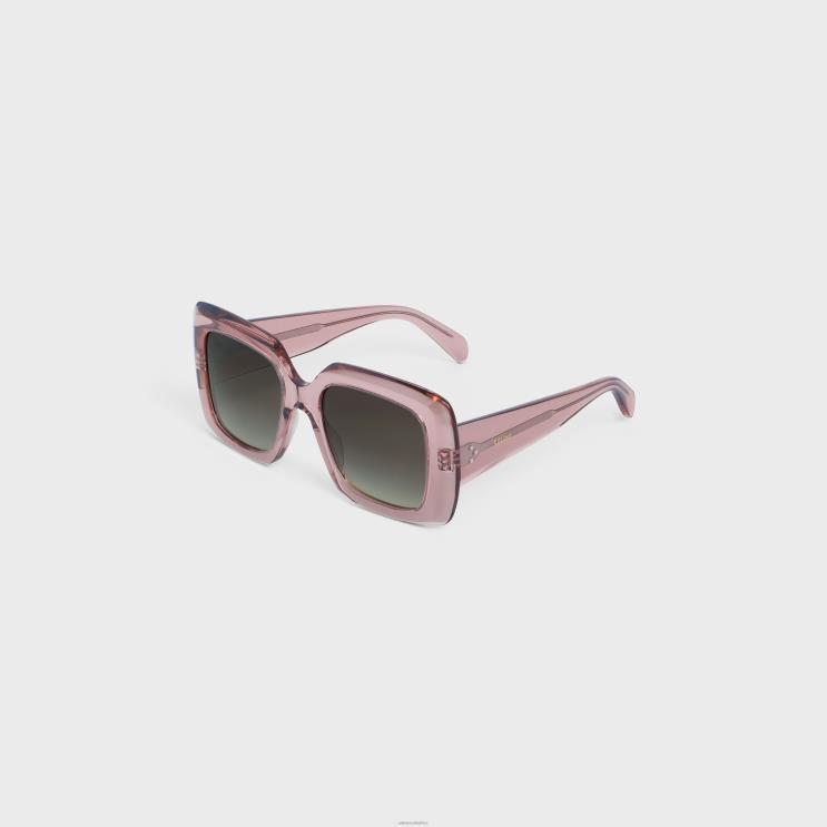 CELINE Transparent Rose Caramel Square S263 Sunglasses in Acetate R0ZNN1152