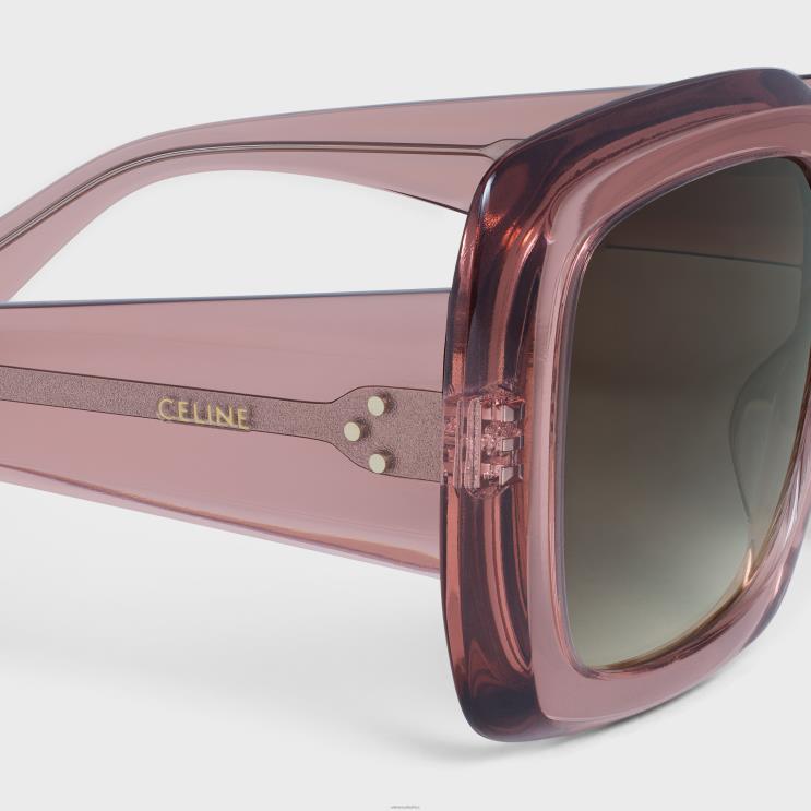 CELINE Transparent Rose Caramel Square S263 Sunglasses in Acetate R0ZNN1152