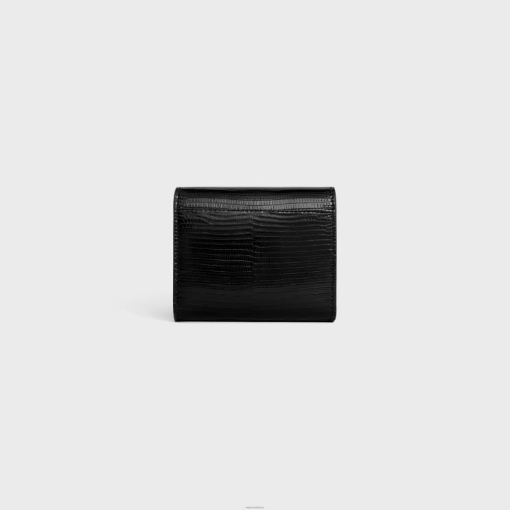 CELINE Black Small Wallet Triomphe in Lizard R0ZNN463