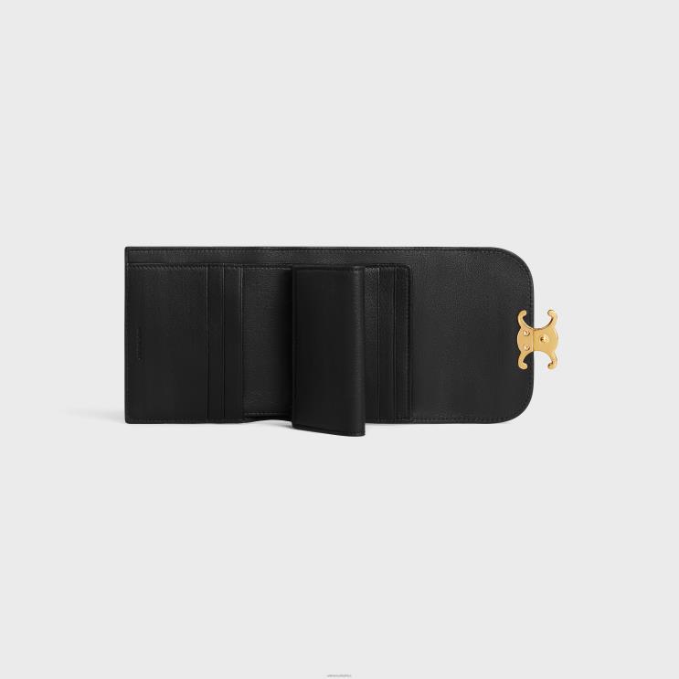 CELINE Black Small Wallet Triomphe in Lizard R0ZNN463