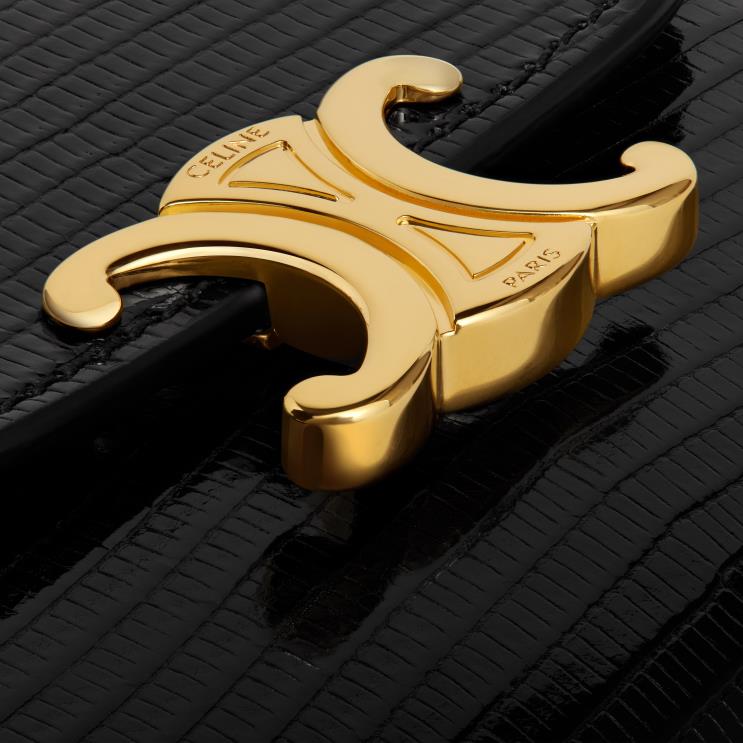 CELINE Black Small Wallet Triomphe in Lizard R0ZNN463