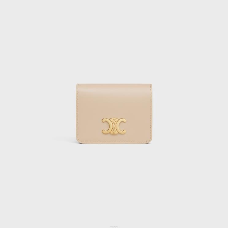 CELINE Nude Triomphe Compact Wallet in Shiny Calfskin R0ZNN446