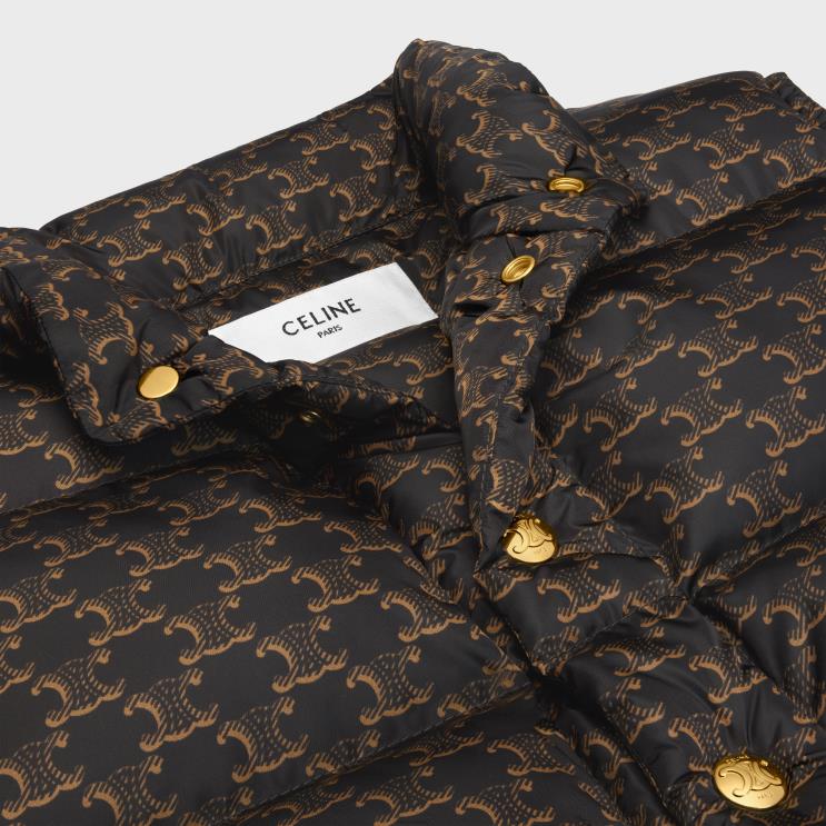 CELINE Beige/Black Quilted Vest in Monogram Nylon R0ZNN706