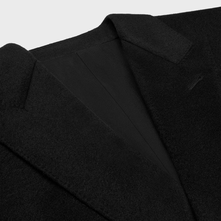CELINE Black Chesterfield Coat in Cashmere R0ZNN739