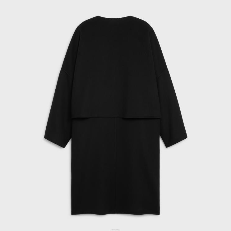 CELINE Black Coat With Pure Collar in Double Face Cashmere R0ZNN742