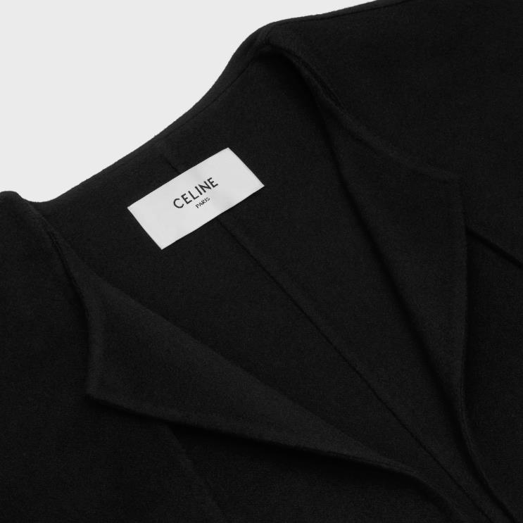 CELINE Black Coat With Pure Collar in Double Face Cashmere R0ZNN742