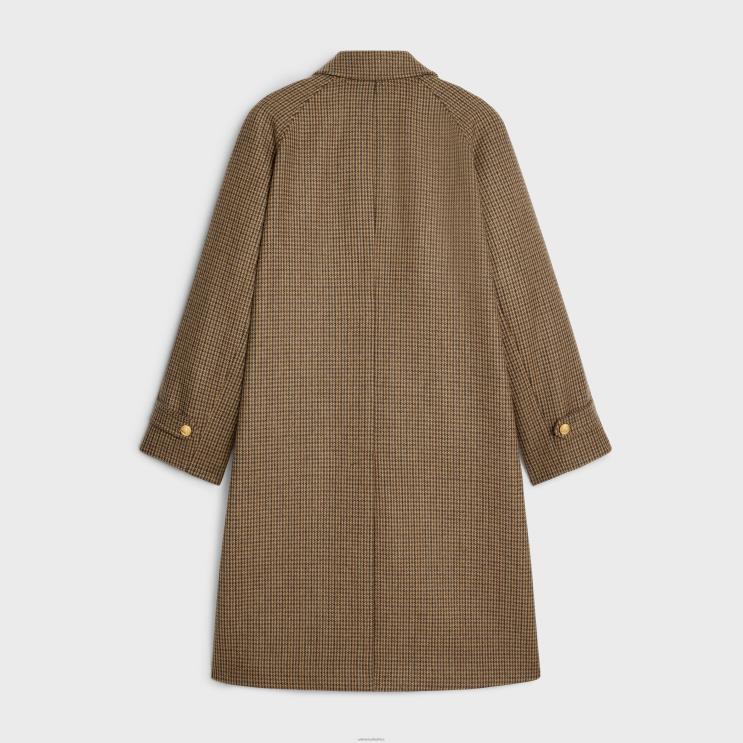 CELINE Camel/Noir Mac Coat in Houndstooth Wool R0ZNN741