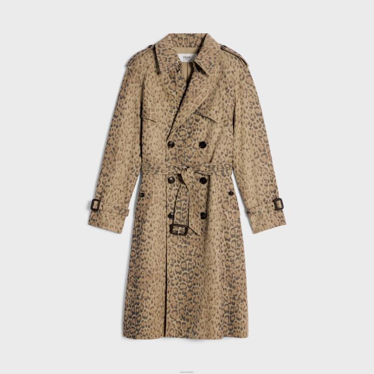CELINE Leopard Vivienne Trench Coat in Cotton Gabardine R0ZNN566