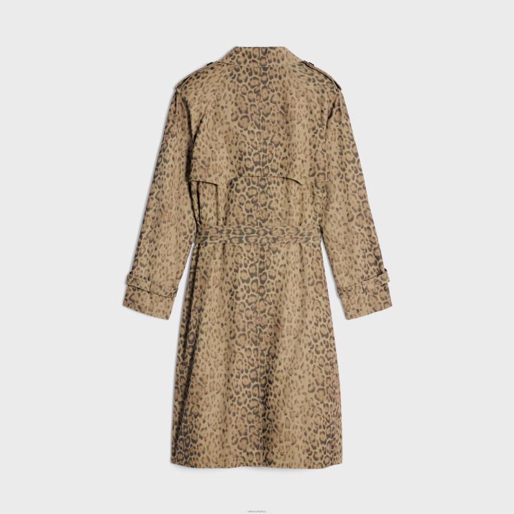 CELINE Leopard Vivienne Trench Coat in Cotton Gabardine R0ZNN566