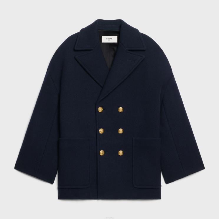 CELINE Navy Loose Peacoat in Felt R0ZNN744