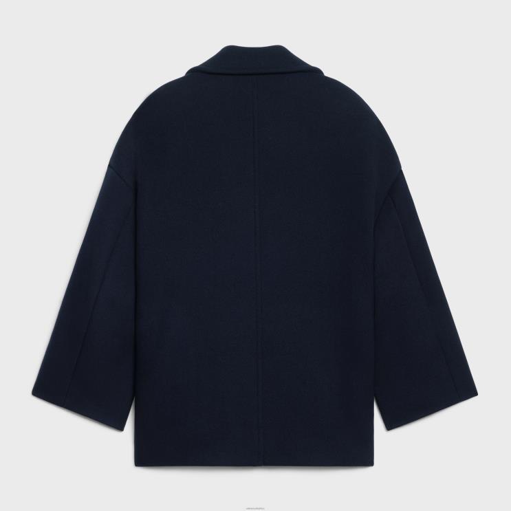 CELINE Navy Loose Peacoat in Felt R0ZNN744