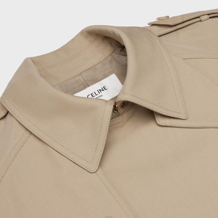 CELINE Off White/Rouge Profond Tomboy Trench Coat in Cotton Gabardine R0ZNN738