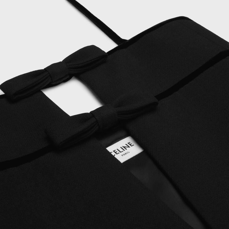 CELINE Black Trapeze Mini Dress in Double Wool R0ZNN585