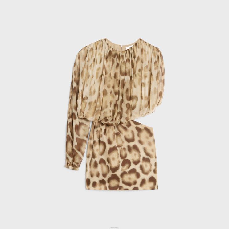 CELINE Blond Draped Mini Dress in Silk Muslin R0ZNN795