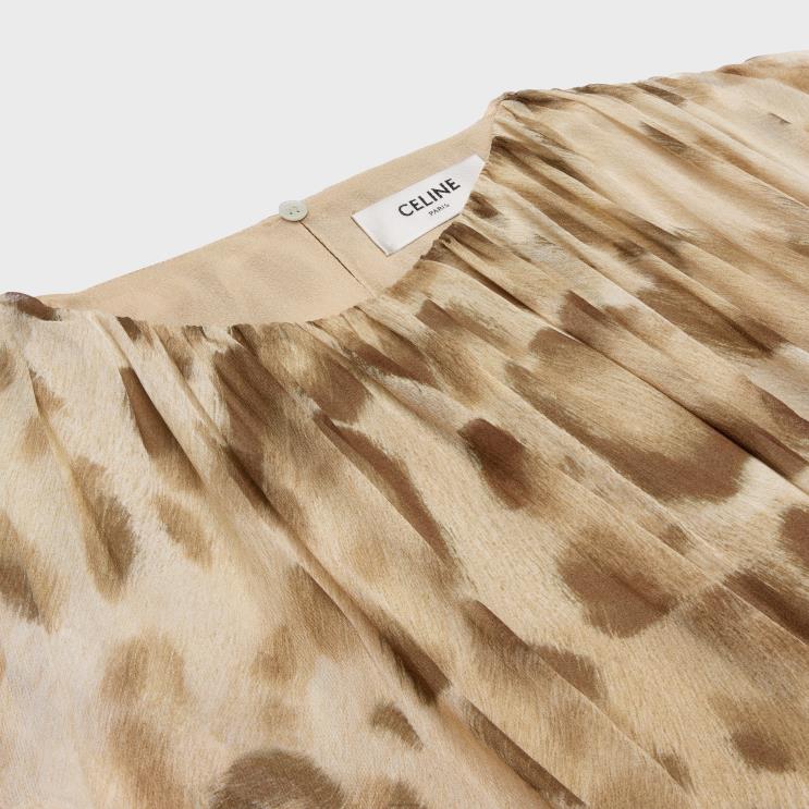 CELINE Blond Draped Mini Dress in Silk Muslin R0ZNN795